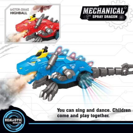 Mist Spraying Mechanical Robot Dragon Toy with LED Light and Sound Toy for Kids (Random Color)