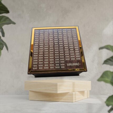 Wood Customize Money Bank Wooden Money Saving Box - 1,00,000 Rupees Money Saving Piggy Bank, Cash Vault Wooden Savings Box, Money Box with Money Target and Numbers to Check for Boys, Girls & Adults